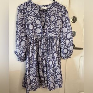 Daughters of India Kyra Mini Dress Blue Iris Size M